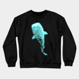 Glowing Blue Neon Whale Shark Optical illusion Crewneck Sweatshirt